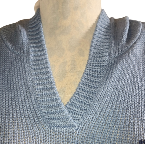 Marled NWT Super Soft Blue Acrylic Nautical Anchor Print Hooded Sweater Size M - Picture 7 of 13